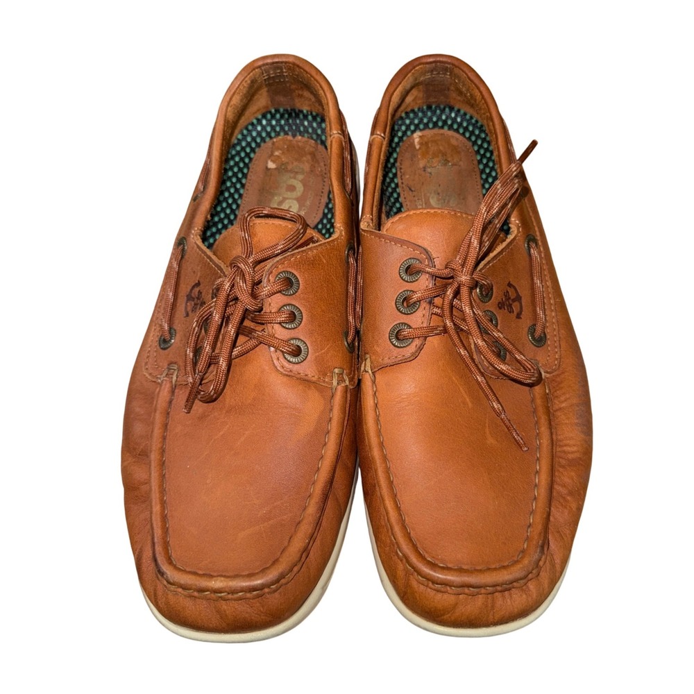 SAS Boat Shoes Mens 10W Wide Pre-Owned Brown Leather Tripad Comfort Made in USA